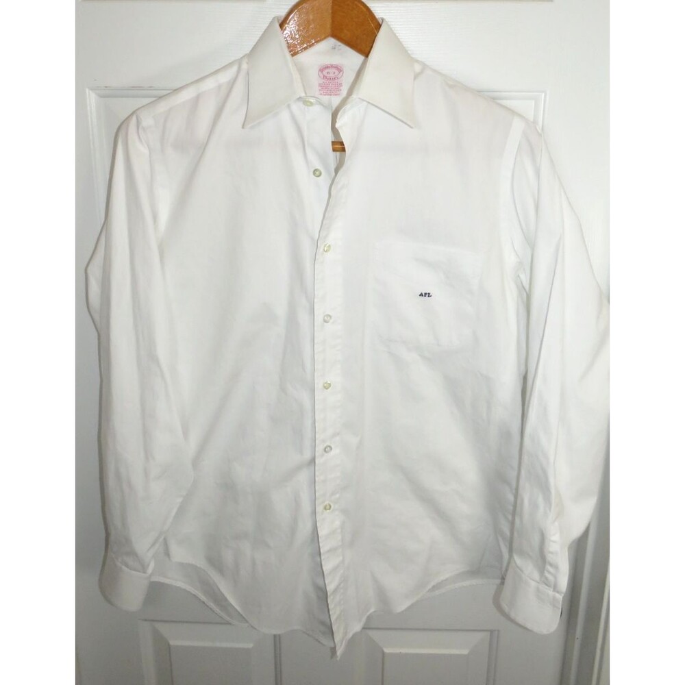 Brooks Brothers Mens Vintage White Dress Shirt 15-3 USA Cotton Pin Point AFL*